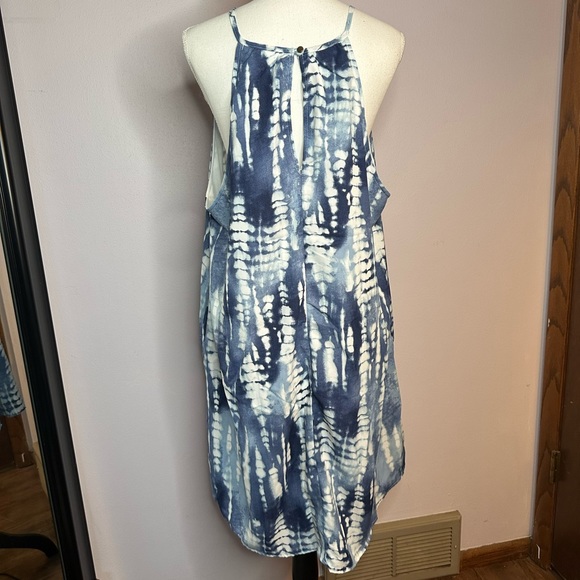 NEW Blue Tie Dye A Line Halter Dress w/ pockets XL - Picture 5 of 7